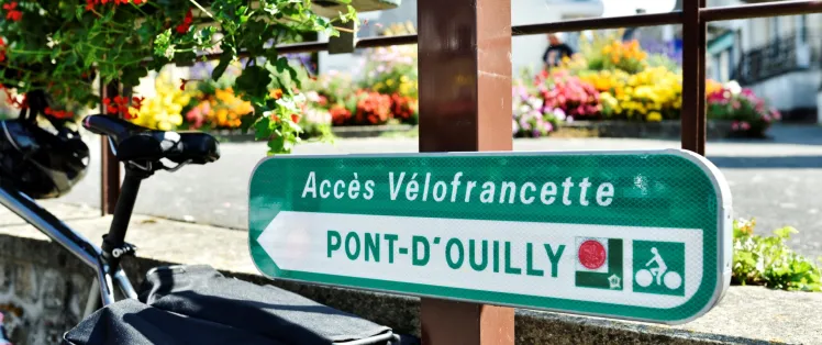 Panneau de La Vélo Francette à Clécy - Calvados
