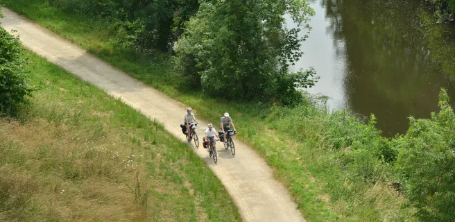 Vue aérienne de la Vélo Francette autour de Parthenay