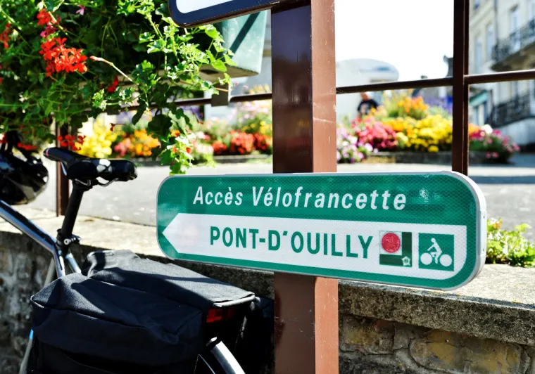 Panneau de La Vélo Francette à Clécy - Calvados